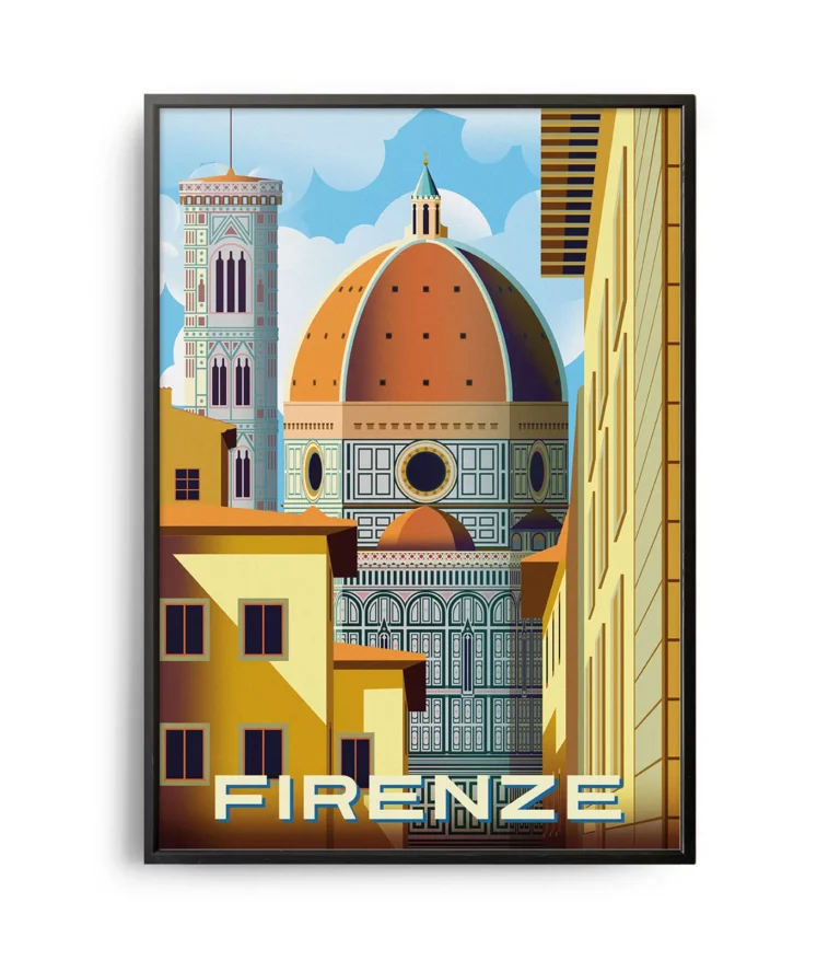 Retro art deco Firenze travel poster