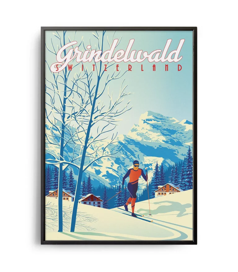 Retro art deco Grindelwald travel poster