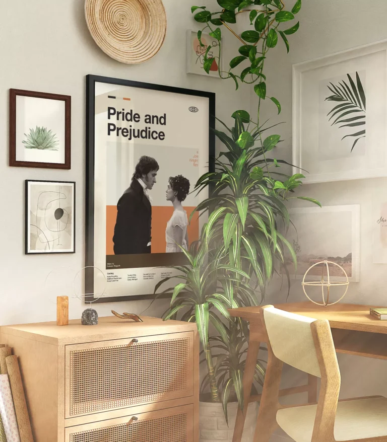 Mid-century modern Pride and Prejudice movie poster