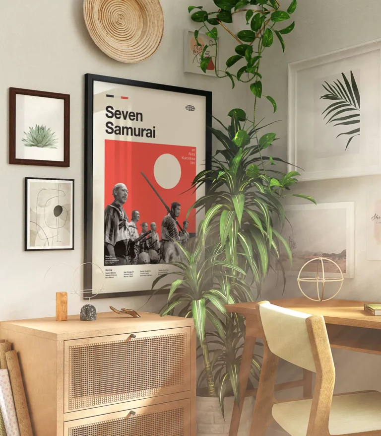 Mid-century modern Seven Samurai movie poster