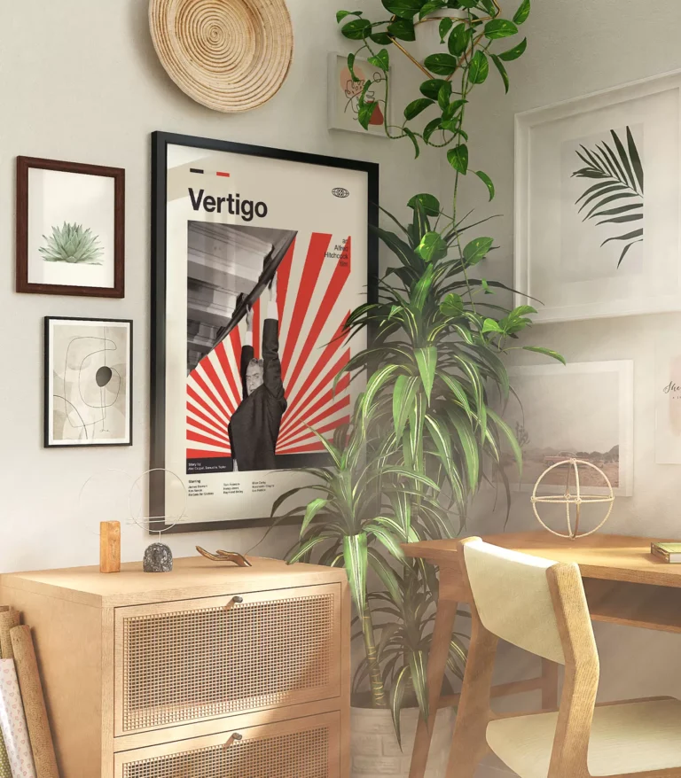 Mid-century modern Vertigo movie poster