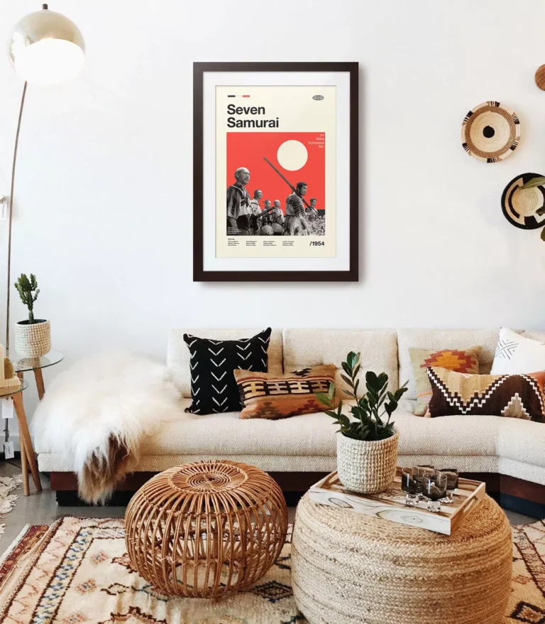 Mid-century modern Seven Samurai movie poster