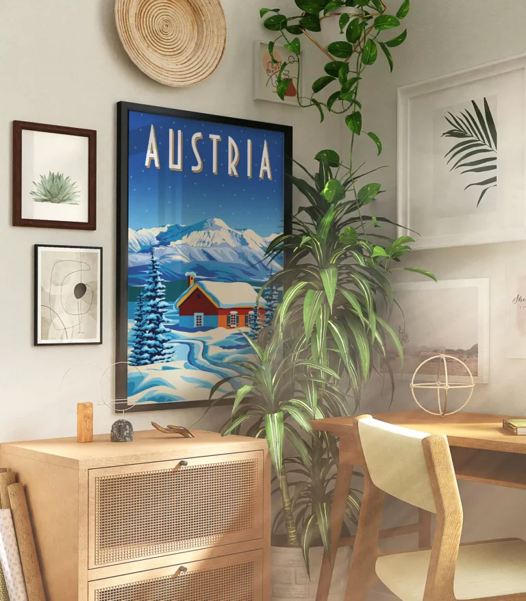 Retro art deco Austria travel poster