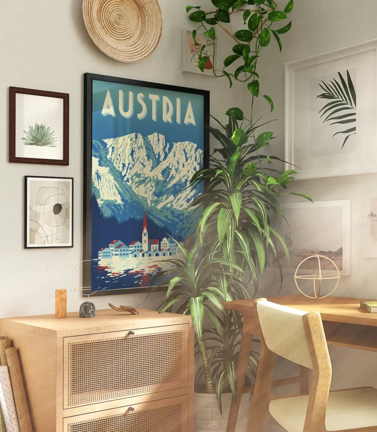 Retro art deco Austria travel poster