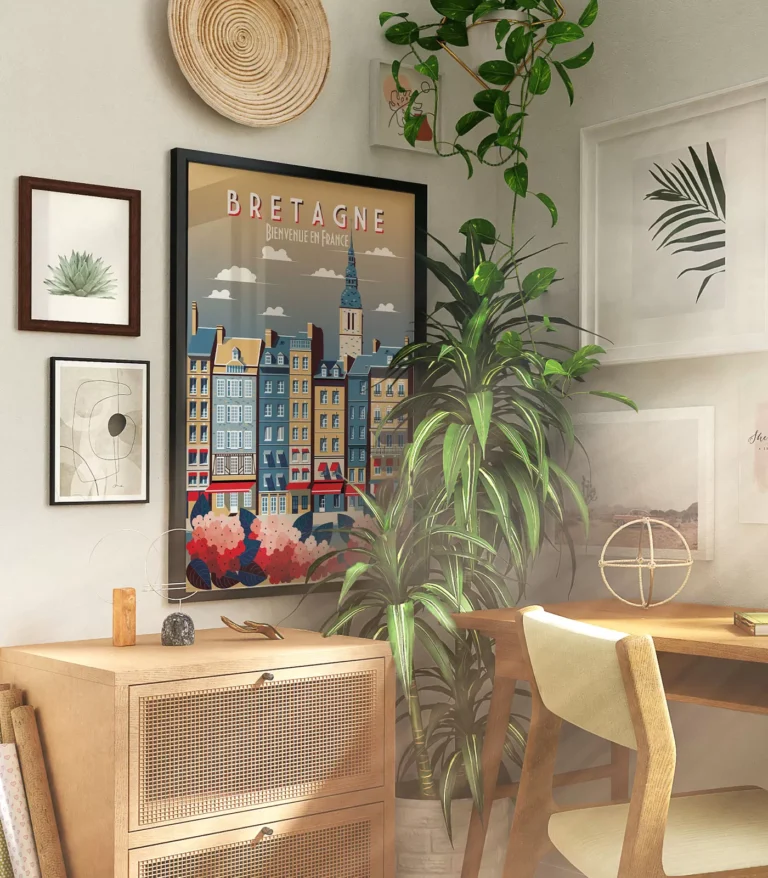 Retro art deco Bretagne travel poster