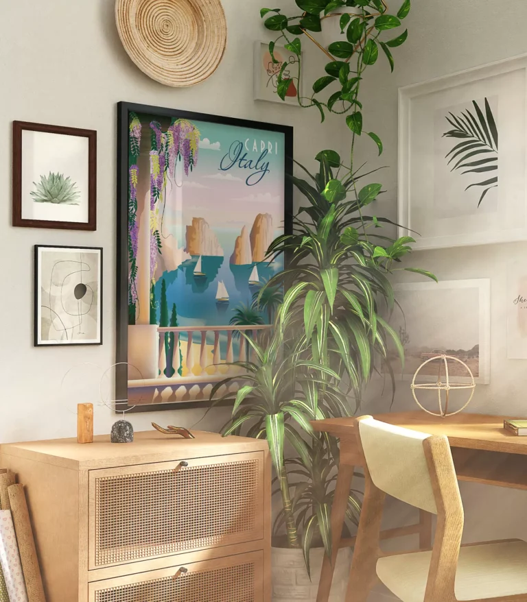 Retro art deco Capri travel poster