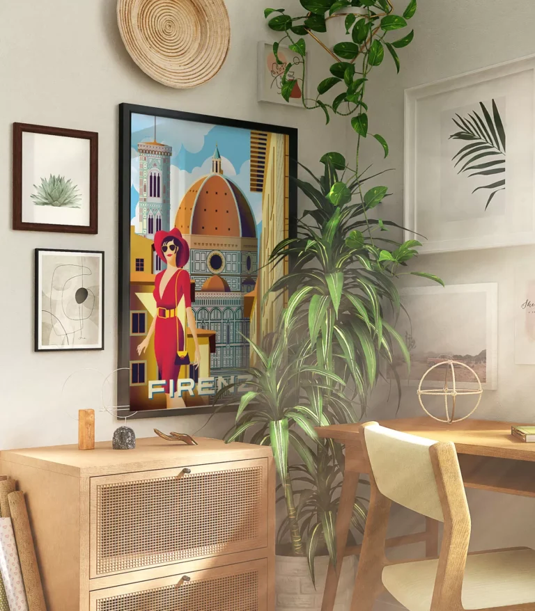 Retro art deco Firenze travel poster