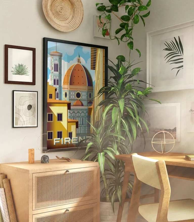 Retro art deco Firenze travel poster