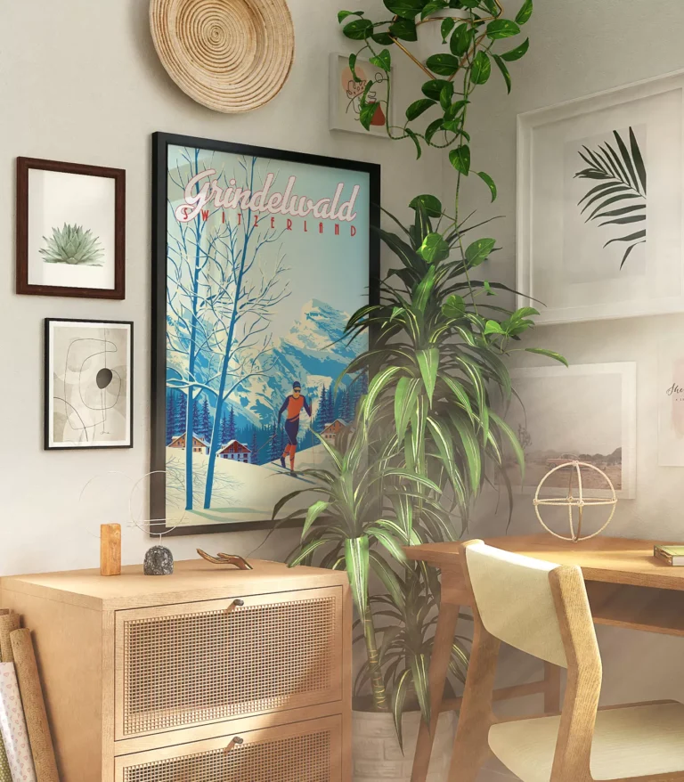 Retro art deco Grindelwald travel poster