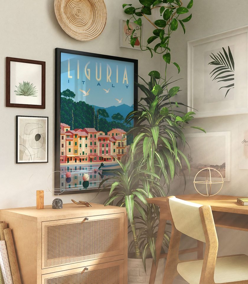 Retro art deco Liguria travel poster - Image 3