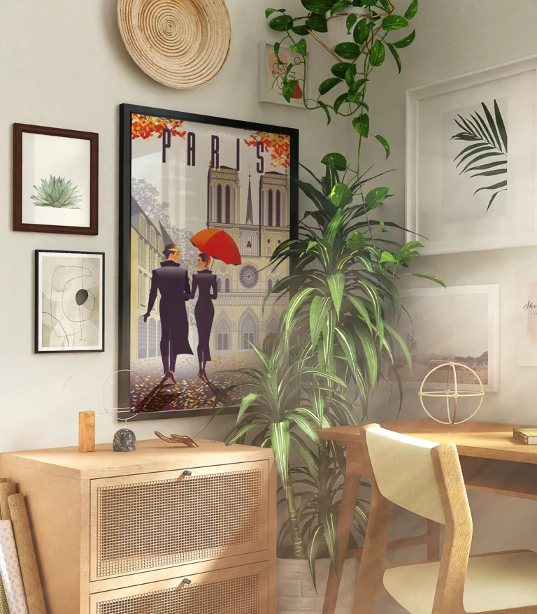 Retro art deco Paris travel poster