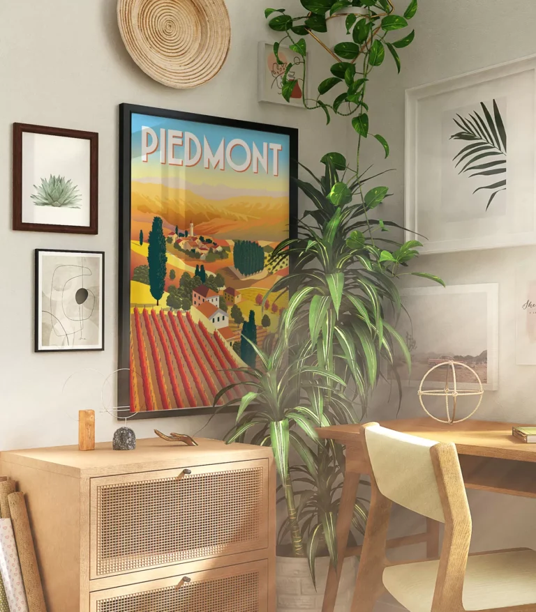 Retro art deco Piedmont travel poster