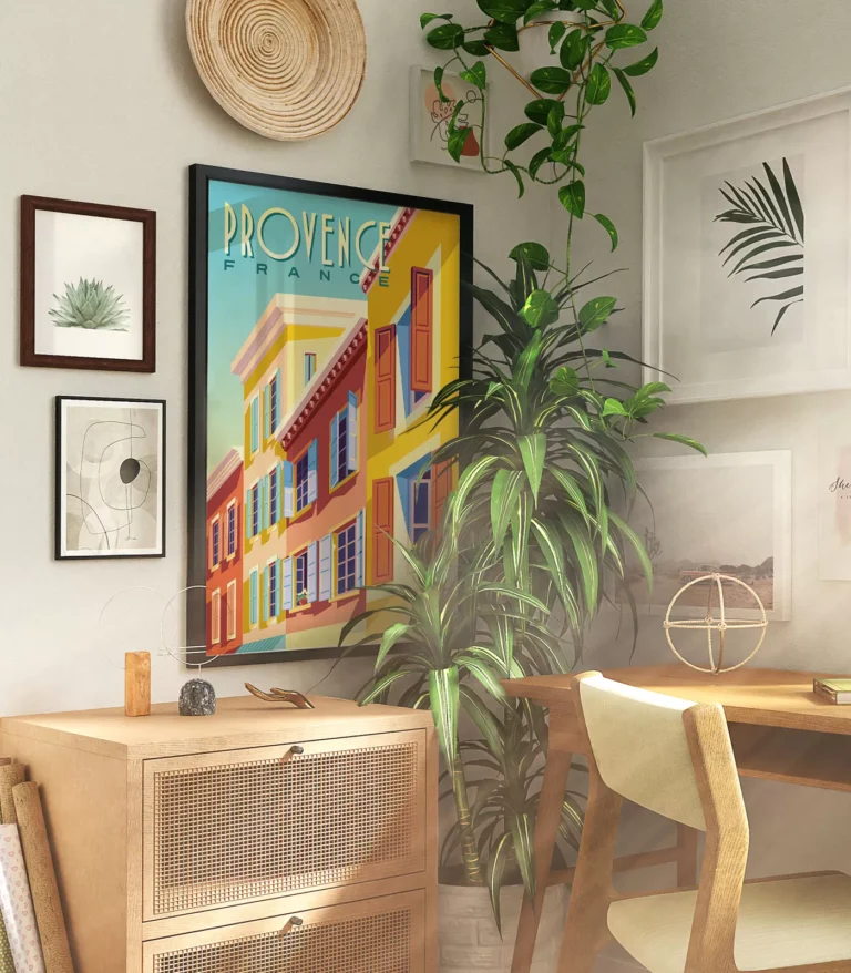 Retro art deco Provence travel poster