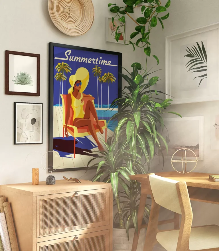 Retro art deco Summertime travel poster