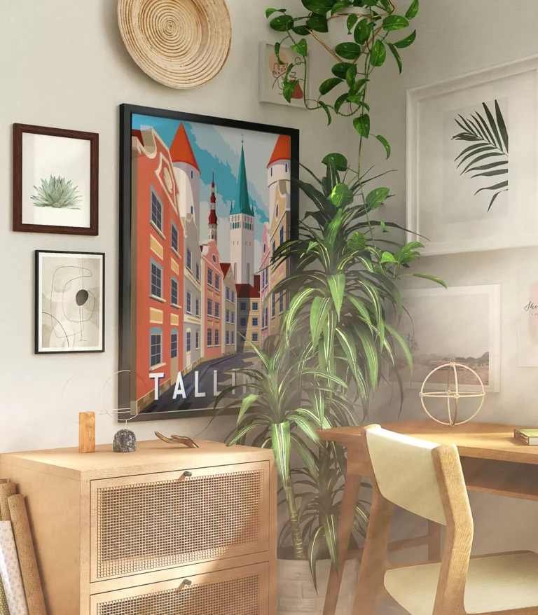 Retro art deco Tallinn travel poster