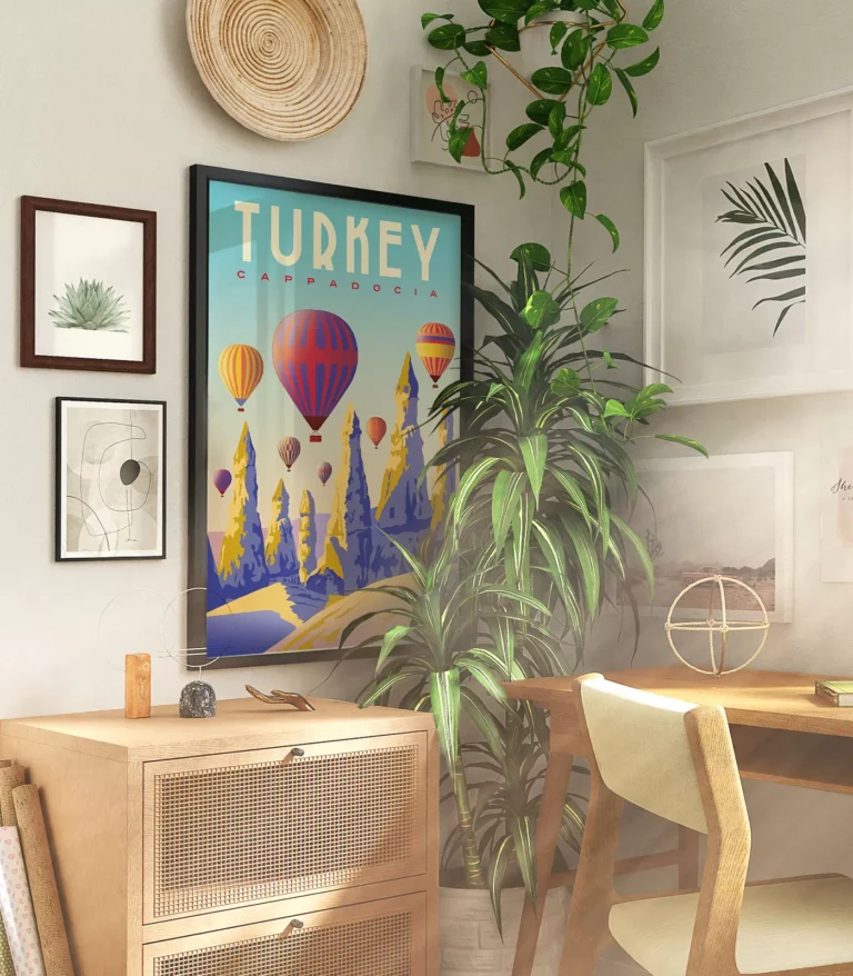 Retro art deco Cappadocia travel poster