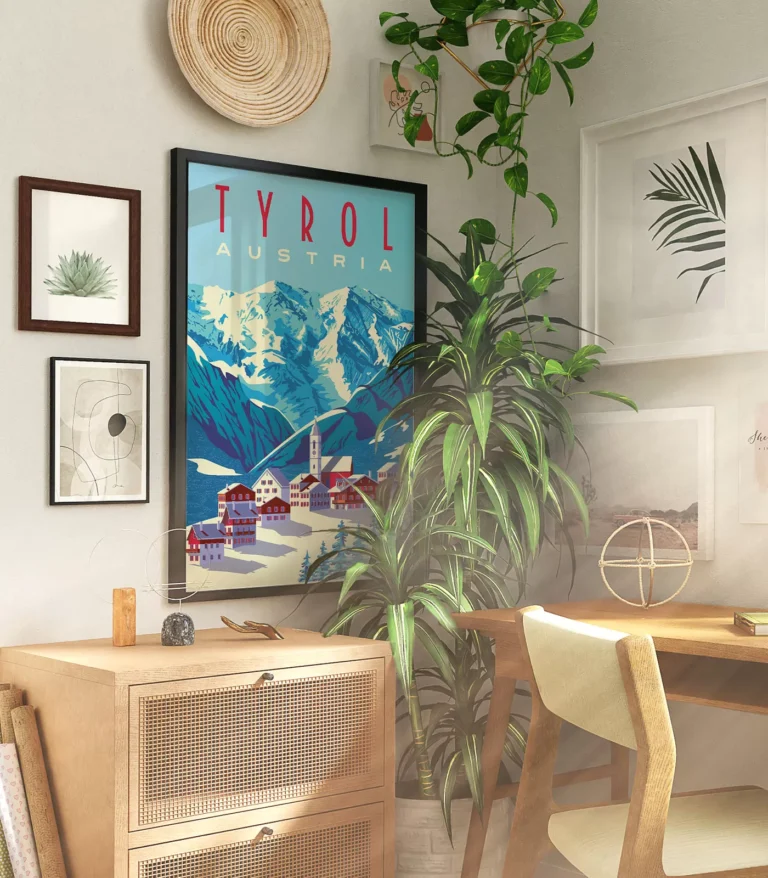 Retro art deco Tyrol travel poster