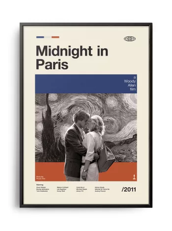 Mid-century modern Midnight in Paris movie poster