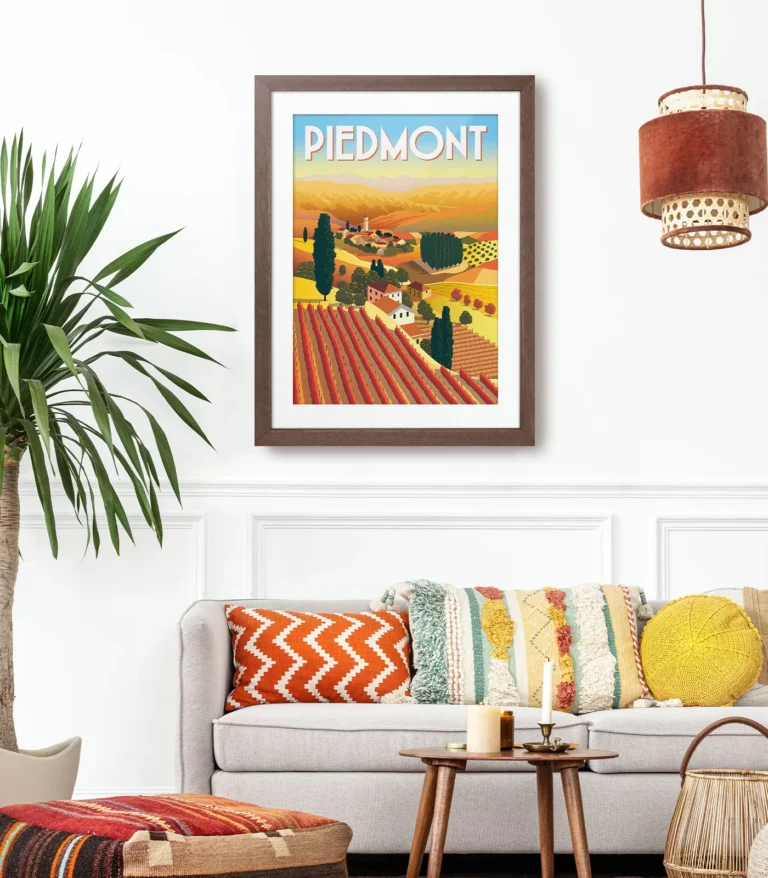 Retro art deco Piedmont travel poster