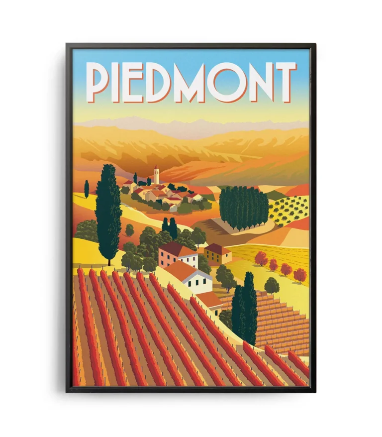 Retro art deco Piedmont travel poster