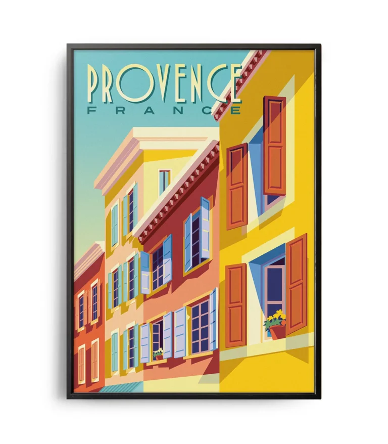 Retro art deco Provence travel poster