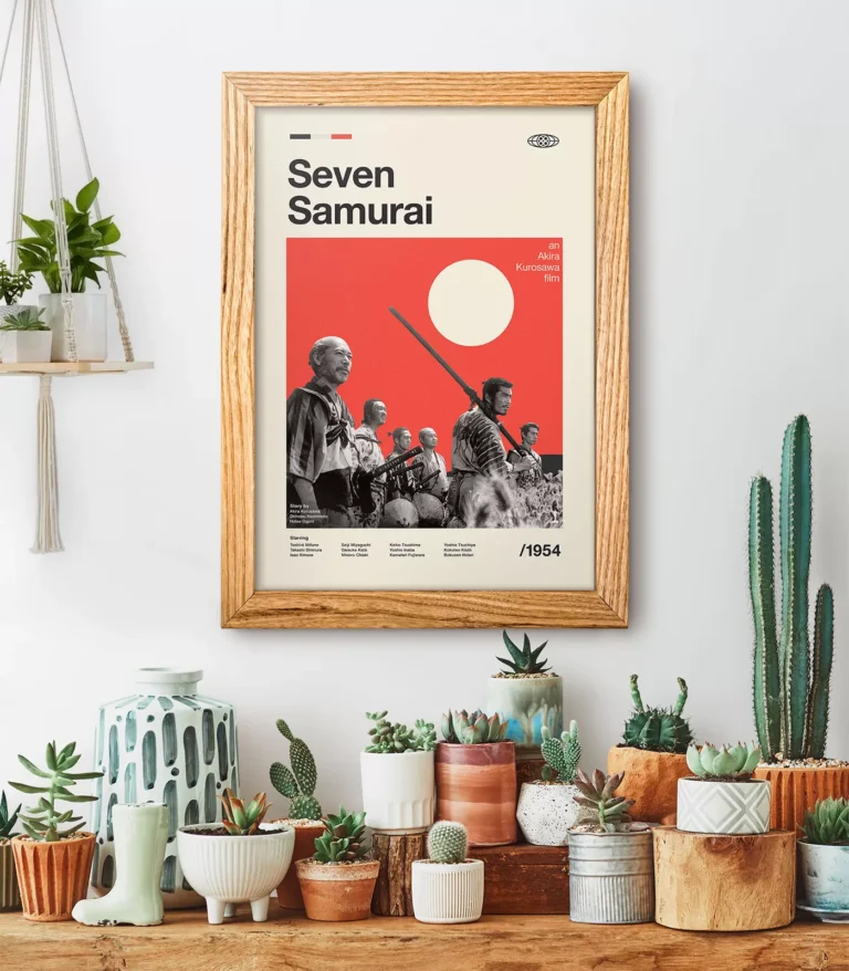 Mid-century modern Seven Samurai movie poster