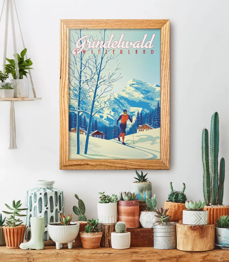 Retro art deco Grindelwald travel poster