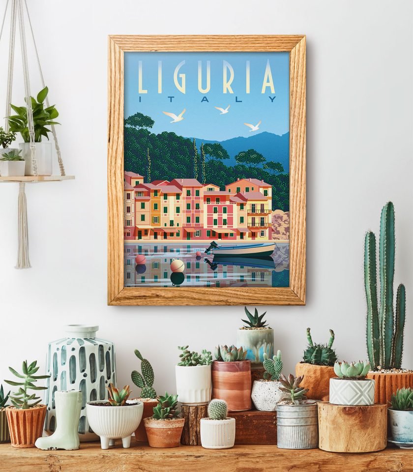 Retro art deco Liguria travel poster - Image 4