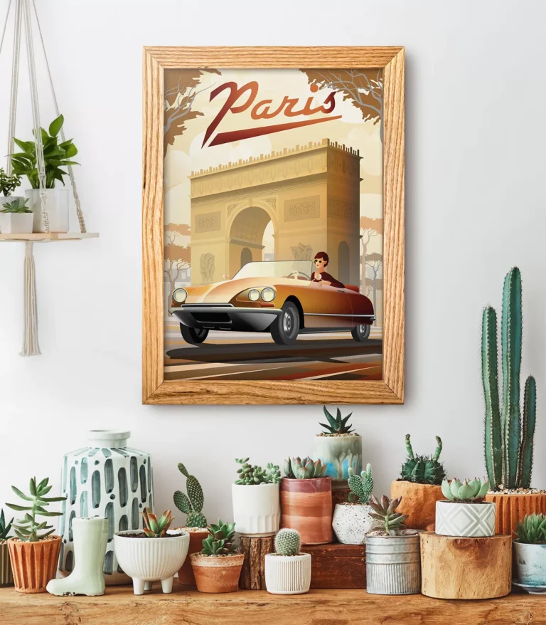 Retro art deco Paris travel poster