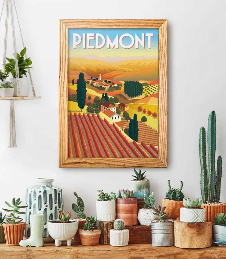 Retro art deco Piedmont travel poster