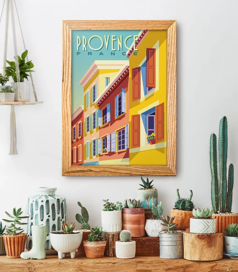 Retro art deco Provence travel poster
