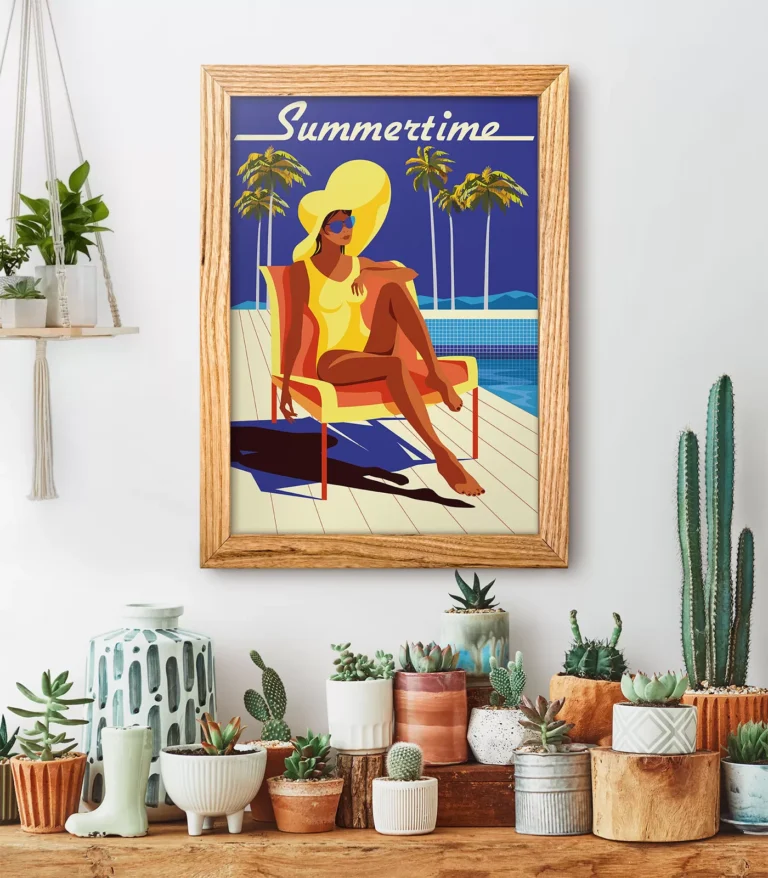Retro art deco Summertime travel poster