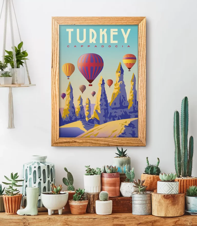 Retro art deco Cappadocia travel poster