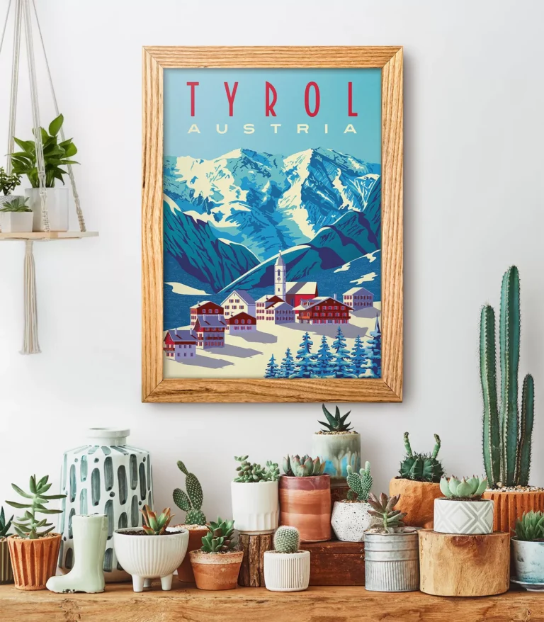 Retro art deco Tyrol travel poster