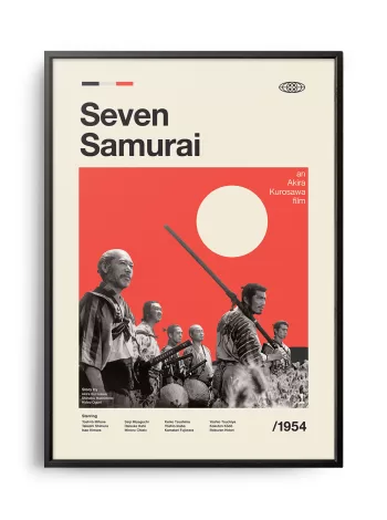 Mid-century modern Seven Samurai movie poster