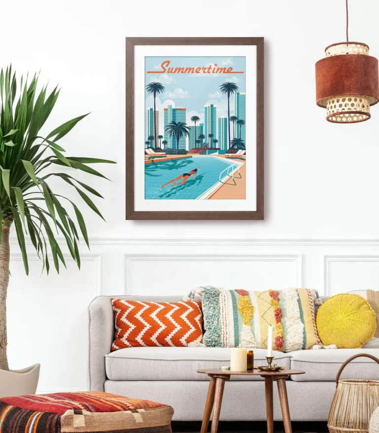 Retro art deco Summertime travel poster