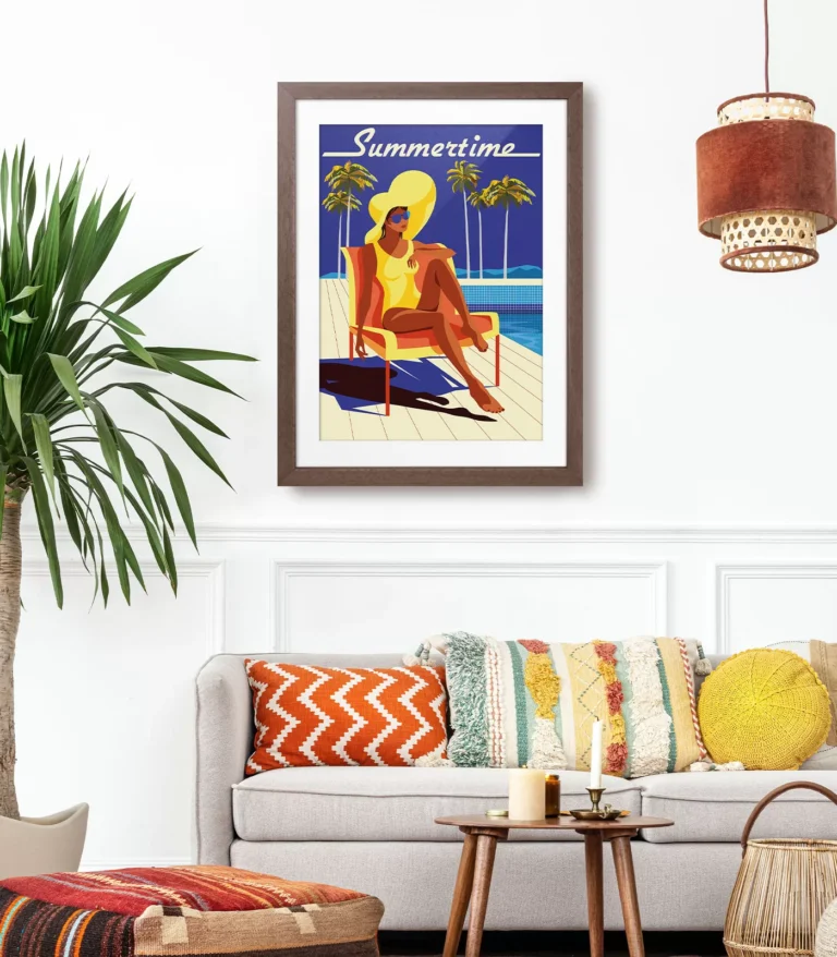 Retro art deco Summertime travel poster