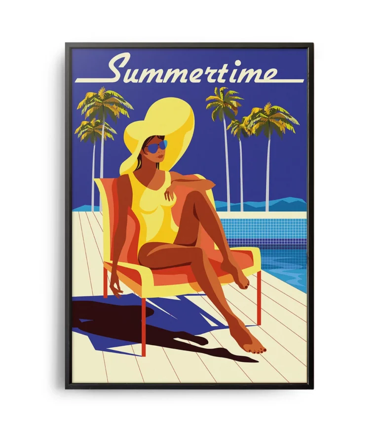 Retro art deco Summertime travel poster
