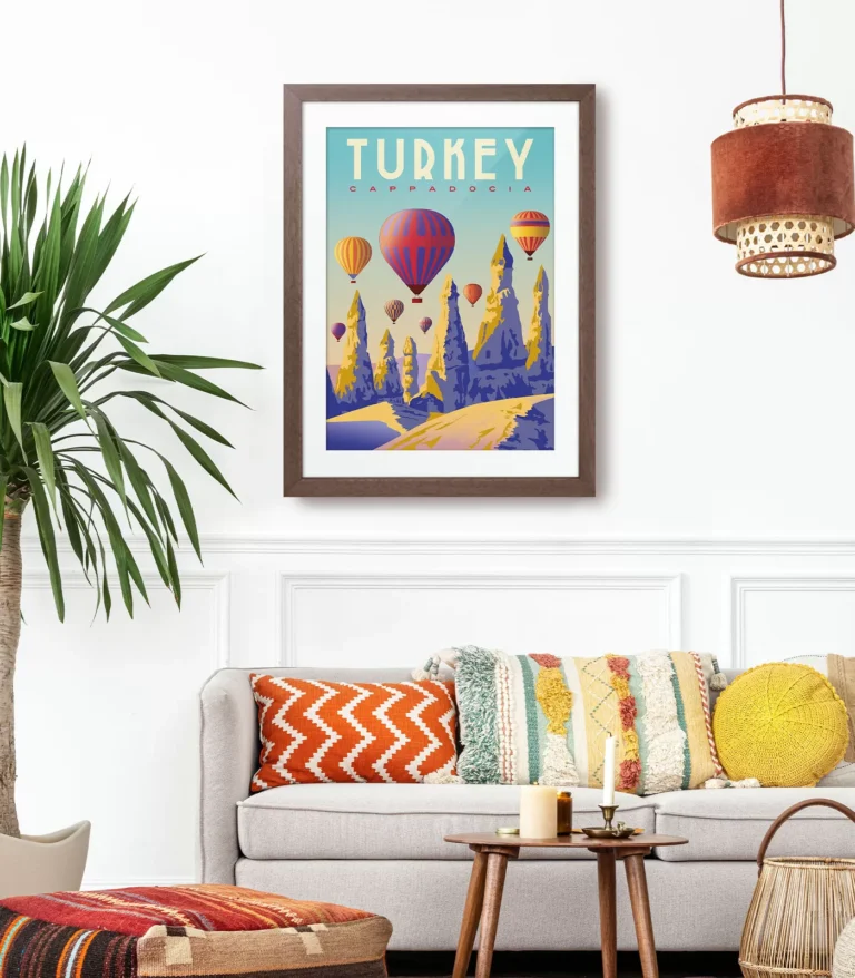 Retro art deco Cappadocia travel poster