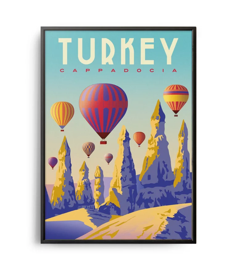 Retro art deco Cappadocia travel poster