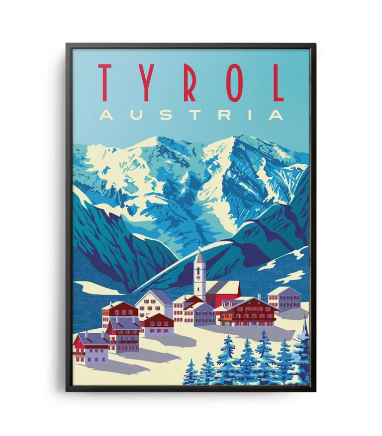 Retro art deco Tyrol travel poster