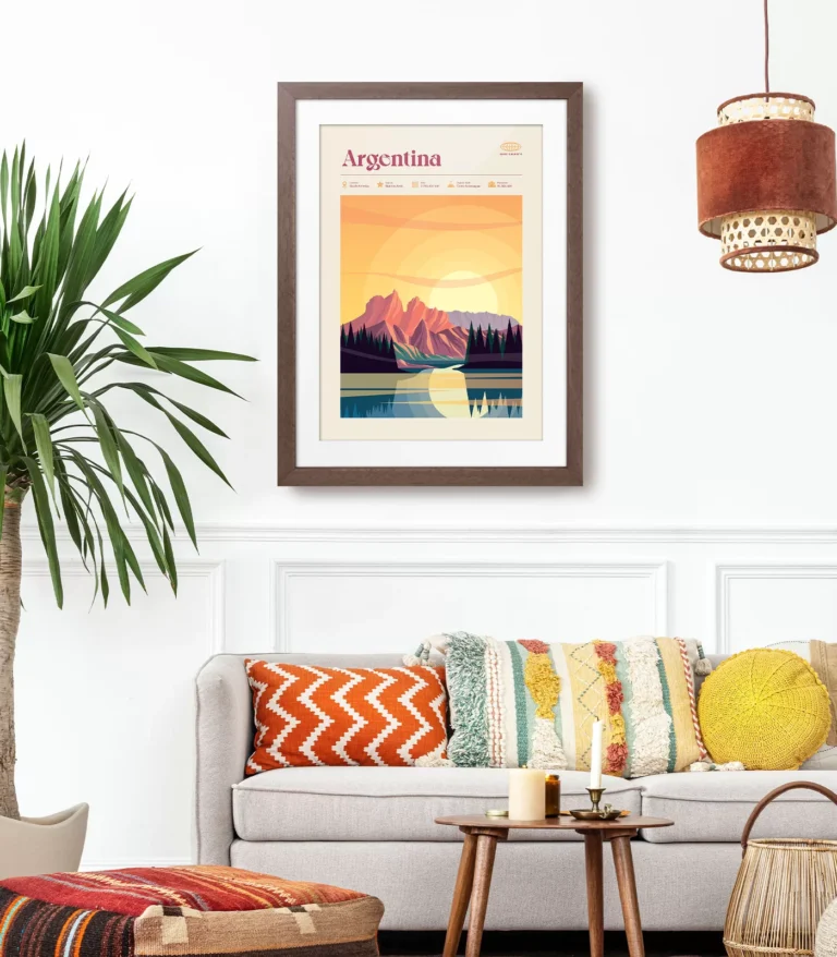 Mid-century modern Argentina retro travel poster