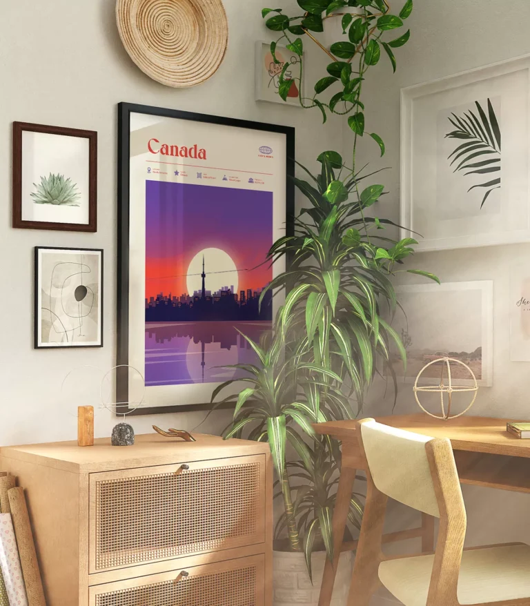 Mid-century modern Canada retro travel poster