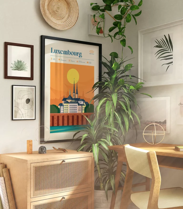 Mid-century modern Luxembourg retro travel poster