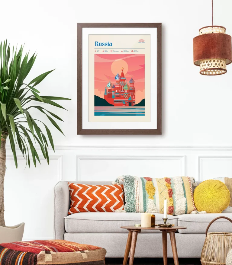 Mid-century modern Russia retro travel poster