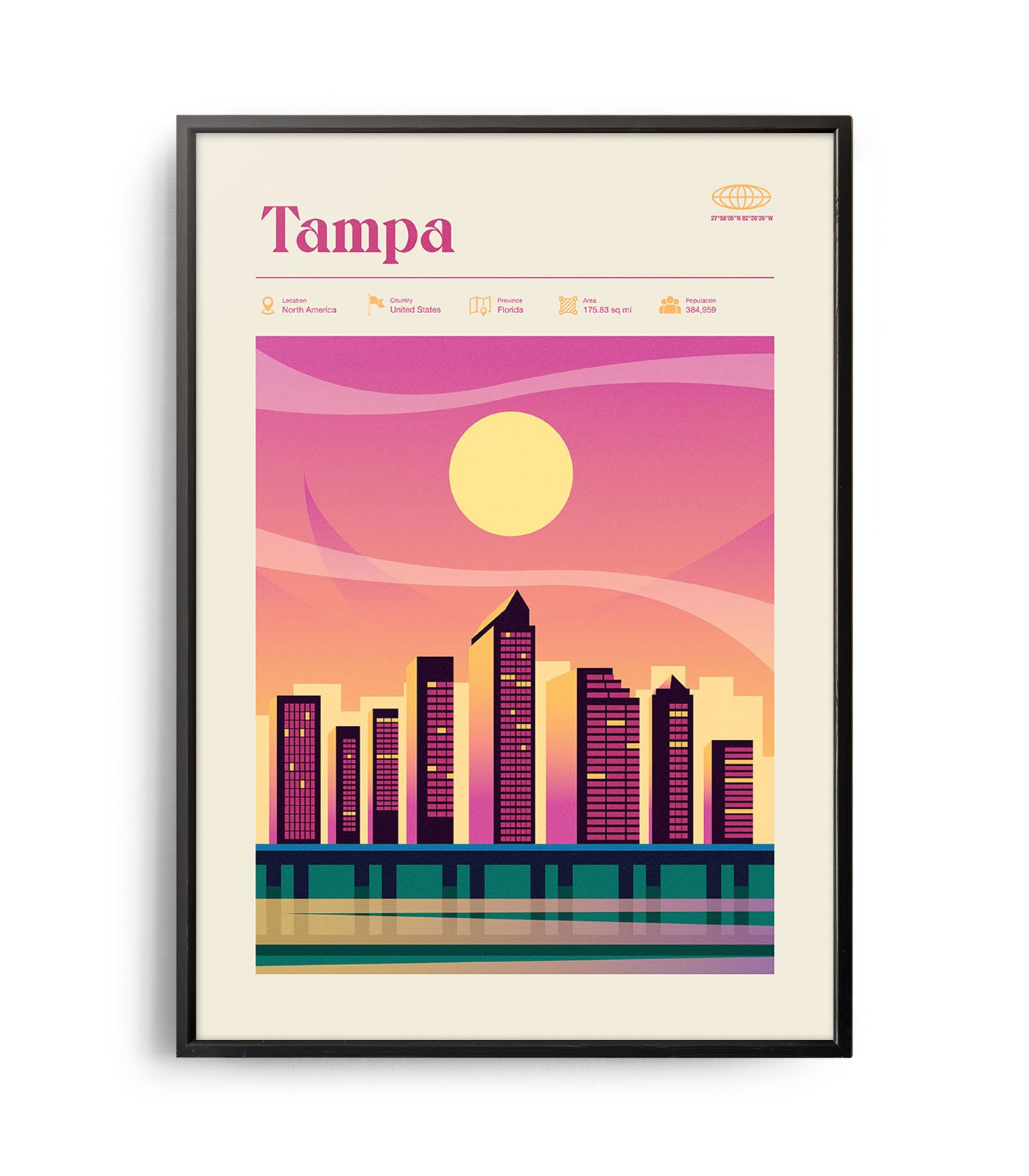 Mid-century modern Tampa retro travel poster - Weekend Poster