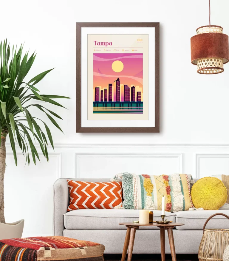 Mid-century modern Tampa retro travel poster