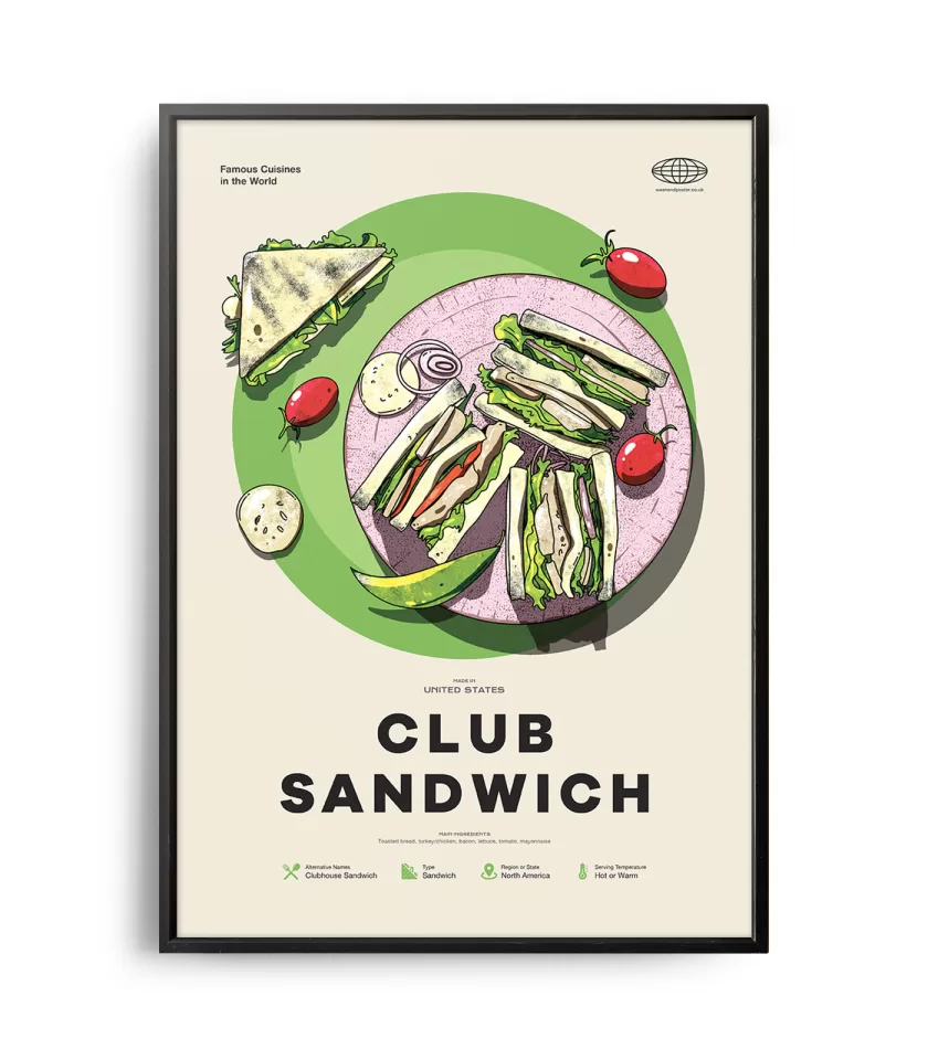 Mid-century modern Club Sandwich recipe poster