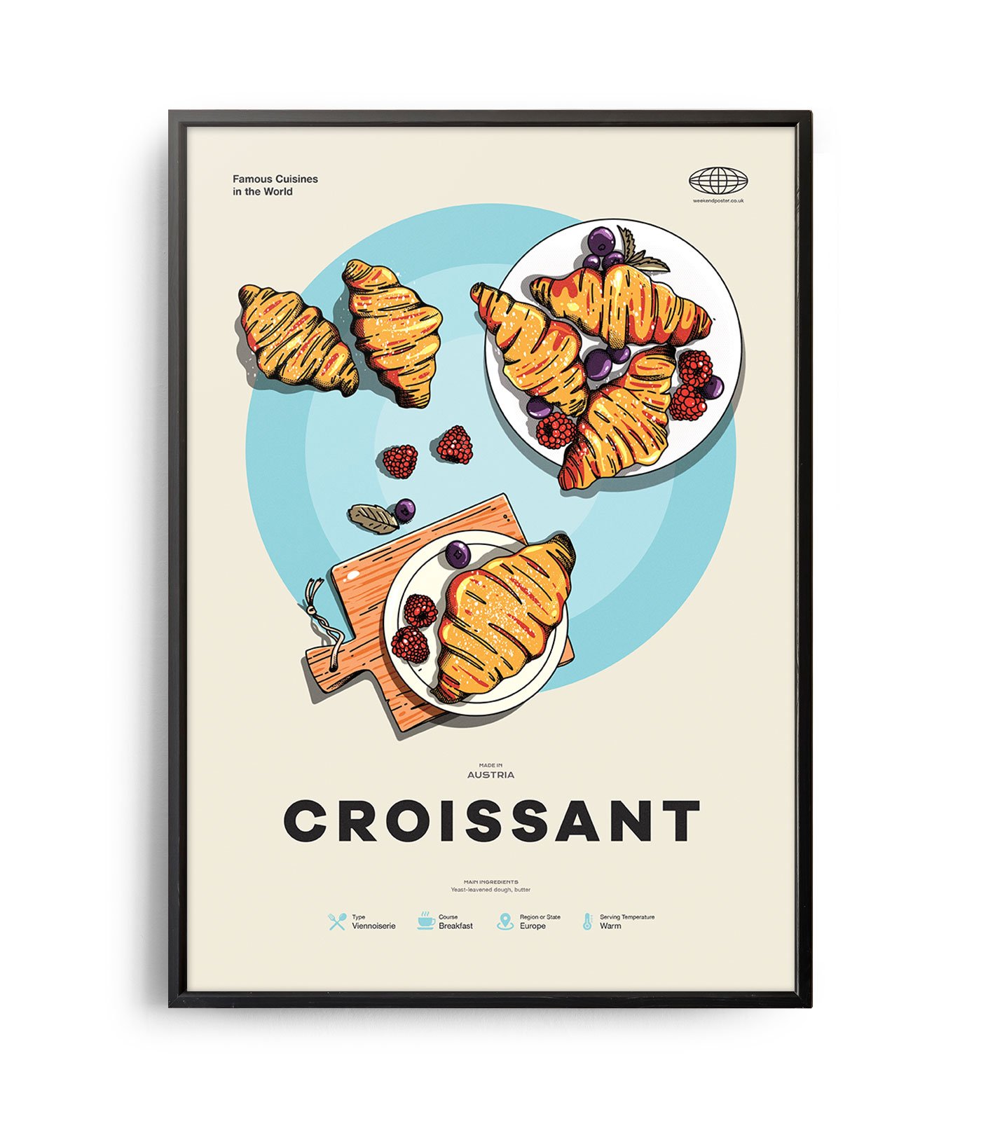 Mid-century Modern Croissant Recipe Poster - Weekend Poster