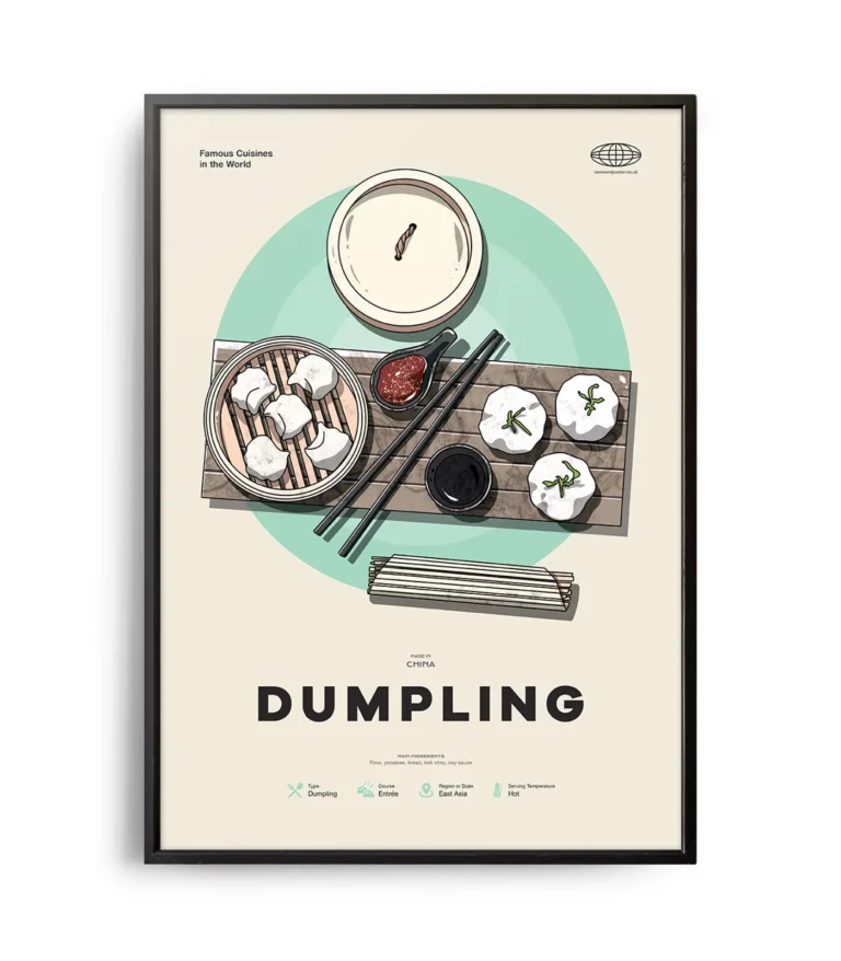 Mid-century modern Dumpling recipe poster